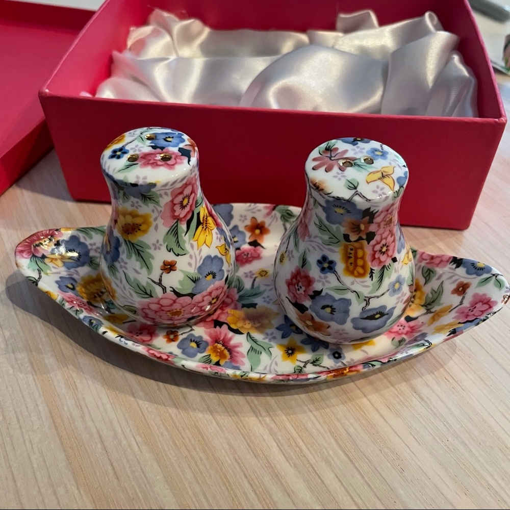 Chintz floral salt and pepper shaker set